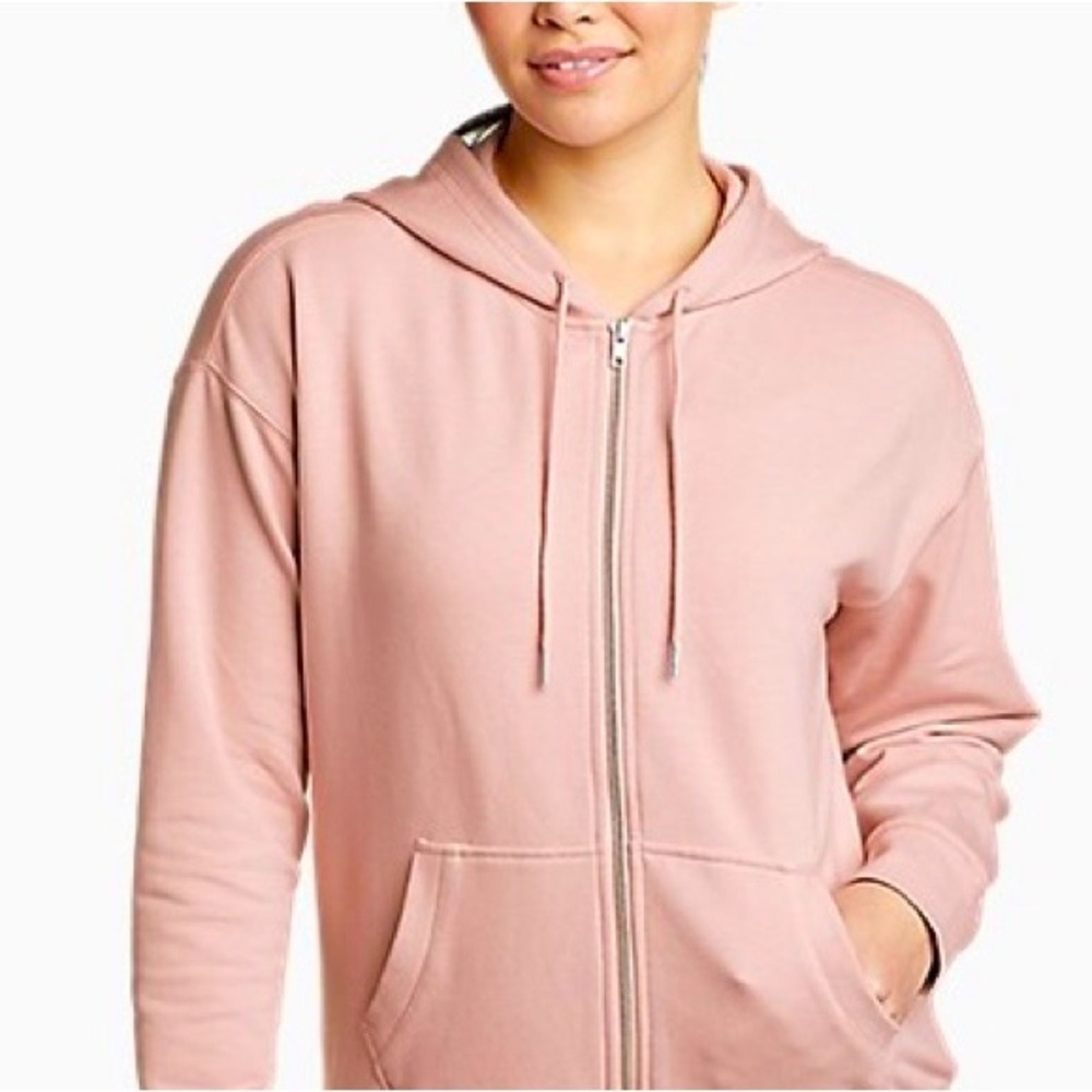 Eddie‎ Bauer, women's full zip hoodie. Pink. Ultrasoft. 4-way stretch. M